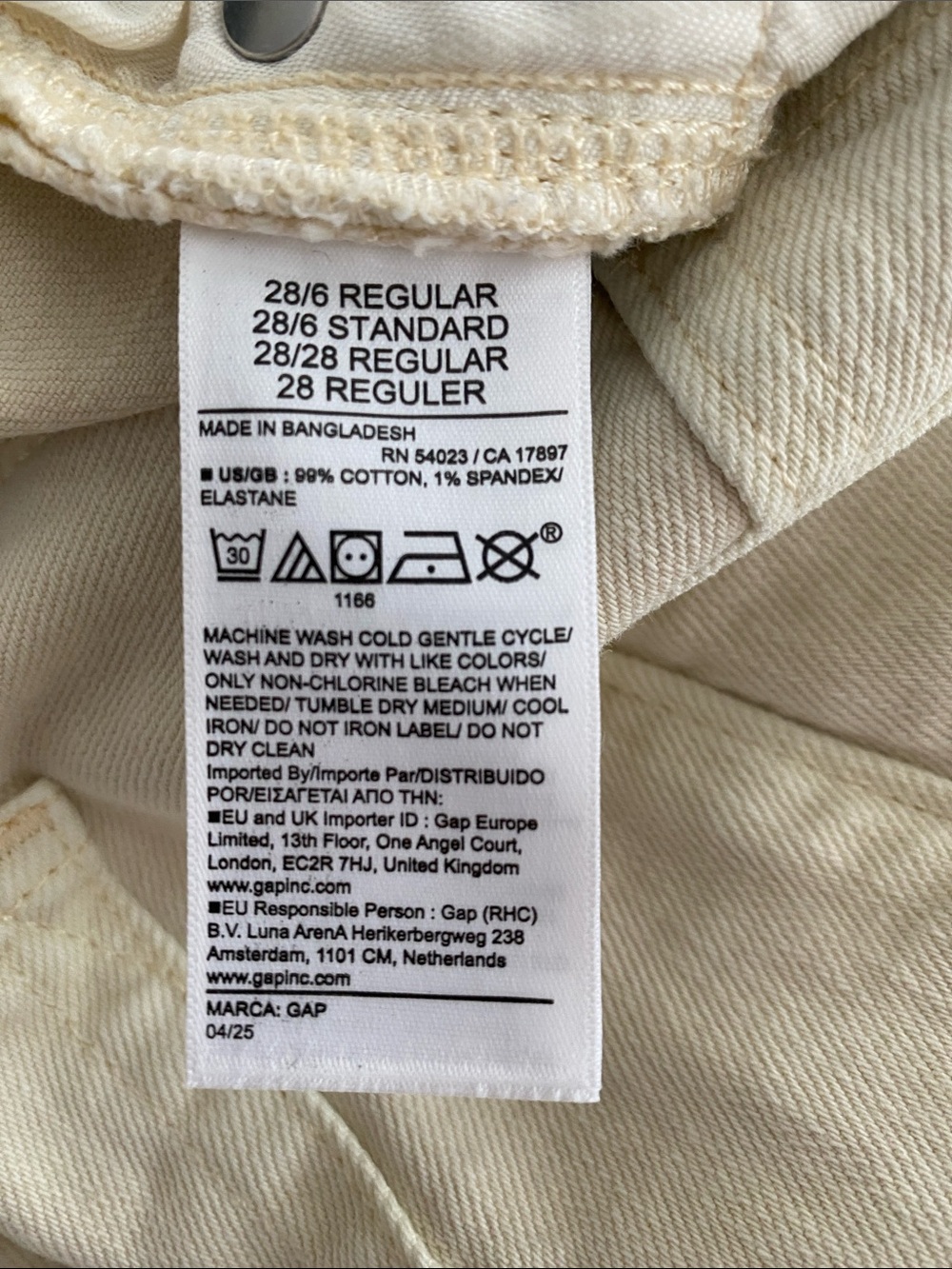 GAP High Rise Wide-Leg Strive Jeans in Natural Cream Size 28 | 6 - Picture 6 of 10